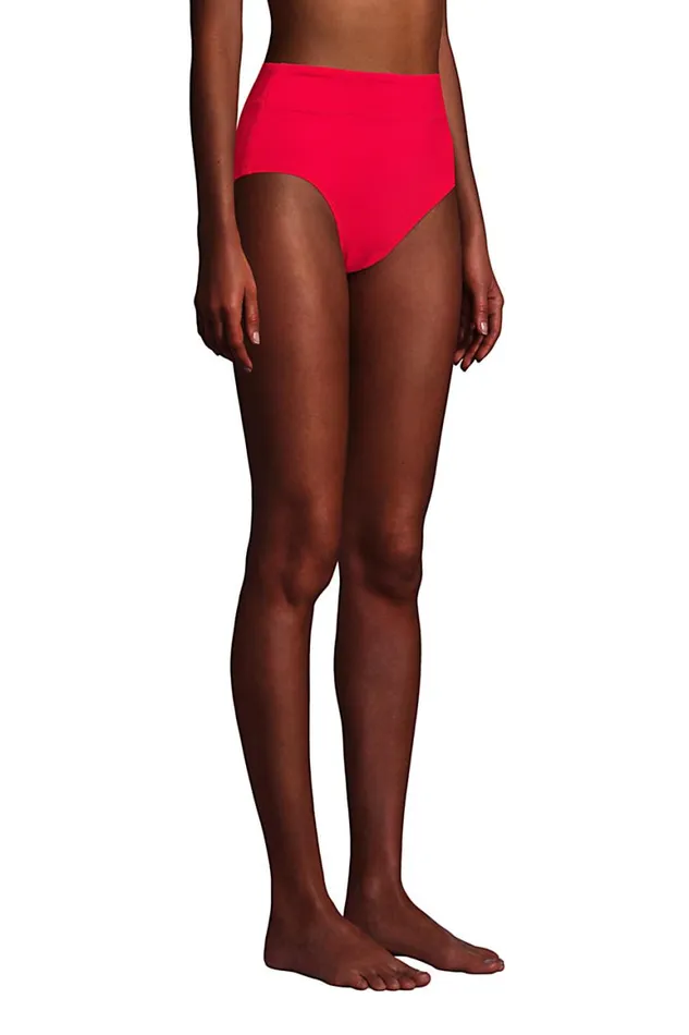 Lands039 End Swimsuits Women Chlorine Resistant High Waisted Bikini Bottoms Compass Red
