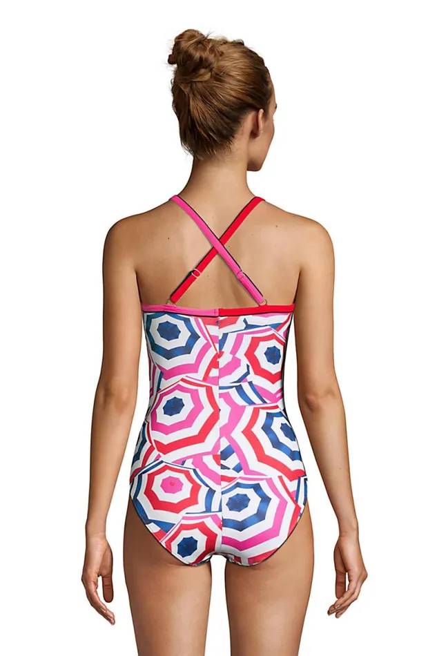 Lands039 End Swimsuits Women Chlorine Resistant Scoop Neck Xback One Piece Swimsuit Adjustable Straps Umbrella
