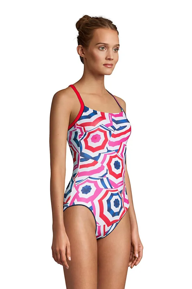 Lands039 End Swimsuits Women Chlorine Resistant Scoop Neck Xback One Piece Swimsuit Adjustable Straps Umbrella