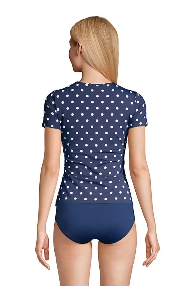 Lands039 End Swimsuits Women Chlorine Resistant Short Sleeve Modest Tankini Top Swimsuit Built In Soft Cup Bra Deep Sea Polka Dot Lands039 End Swimsuits Women Chlorine Resistant Short Sleeve Modest Tankini Top Swimsuit Built In Soft Cup Bra Deep Sea Polka Dot
