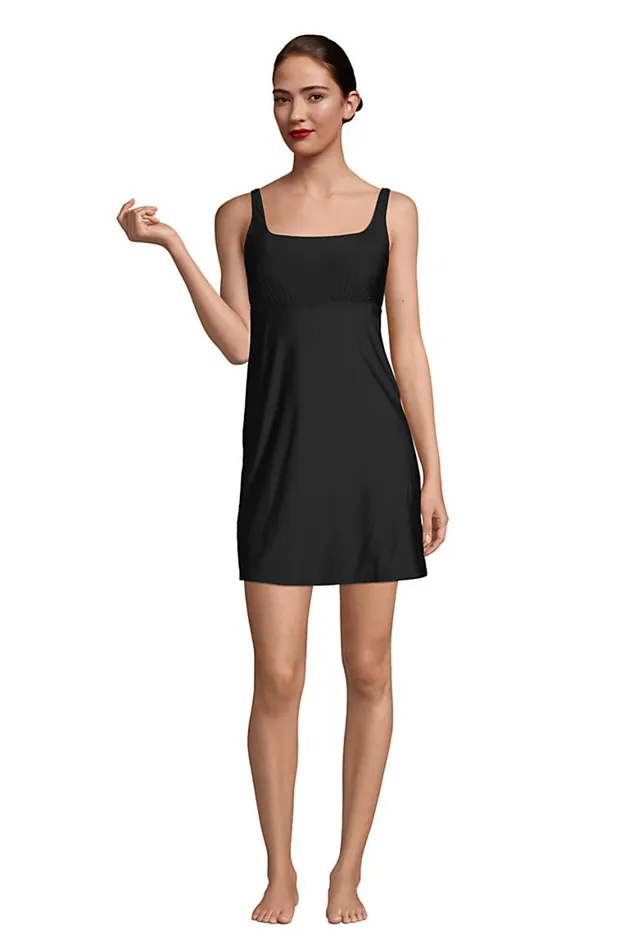 Lands039 End Swimsuits Women Chlorine Resistant Tummy Control Square Neck Swim Dress One Piece Swimsuit With Shorts Black Lands039 End Swimsuits Women Chlorine Resistant Tummy Control Square Neck Swim Dress One Piece Swimsuit With Shorts Black