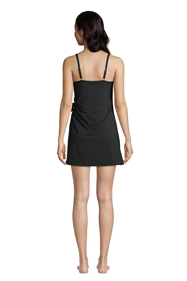 Lands039 End Swimsuits Women Chlorine Resistant Tummy Control Sweetheart Swim Dress One Piece Swimsuit Adjustable Straps Black