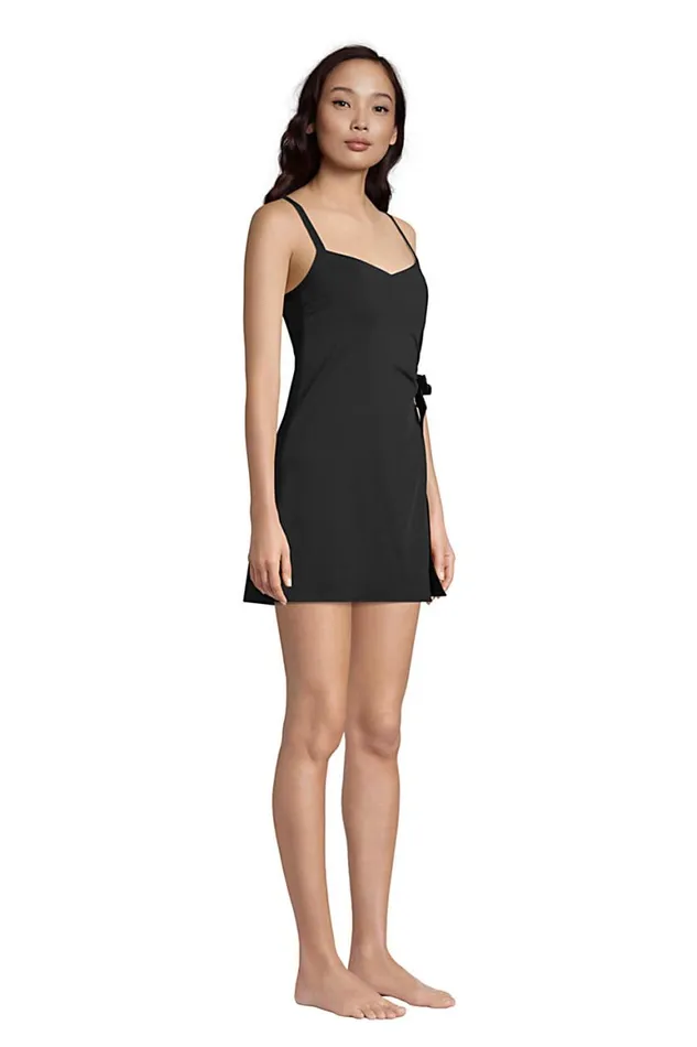Lands039 End Swimsuits Women Chlorine Resistant Tummy Control Sweetheart Swim Dress One Piece Swimsuit Adjustable Straps Black