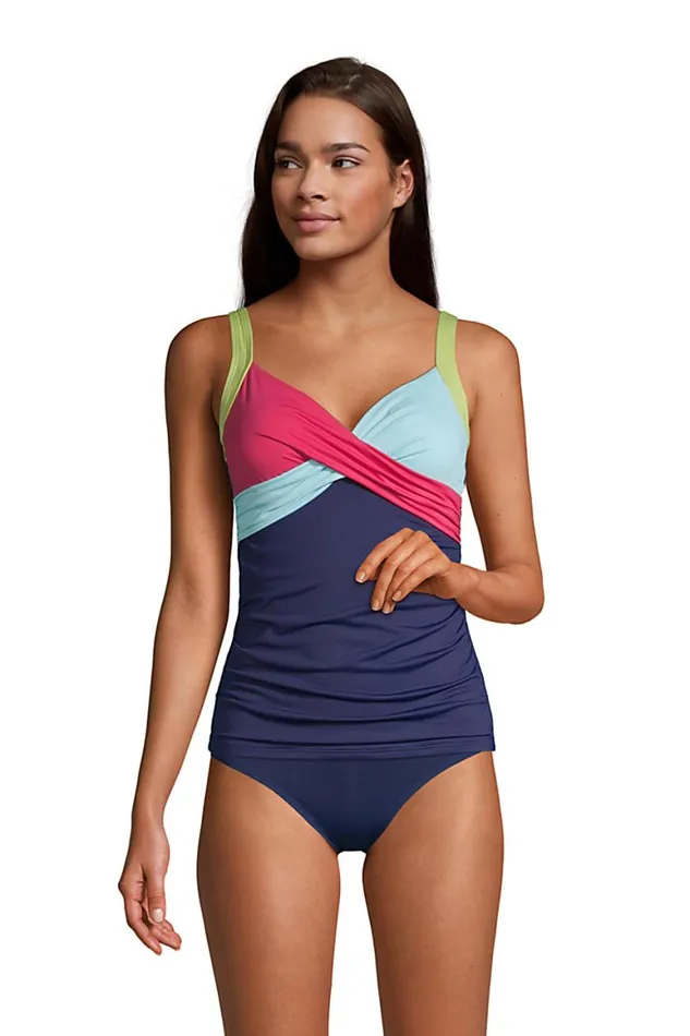 Lands039 End Swimsuits Women Chlorine Resistant Vneck Wrap Underwire Tankini Top Swimsuit Adjustable Straps Deep Sea Navy Lands039 End Swimsuits Women Chlorine Resistant Vneck Wrap Underwire Tankini Top Swimsuit Adjustable Straps Deep Sea Navy