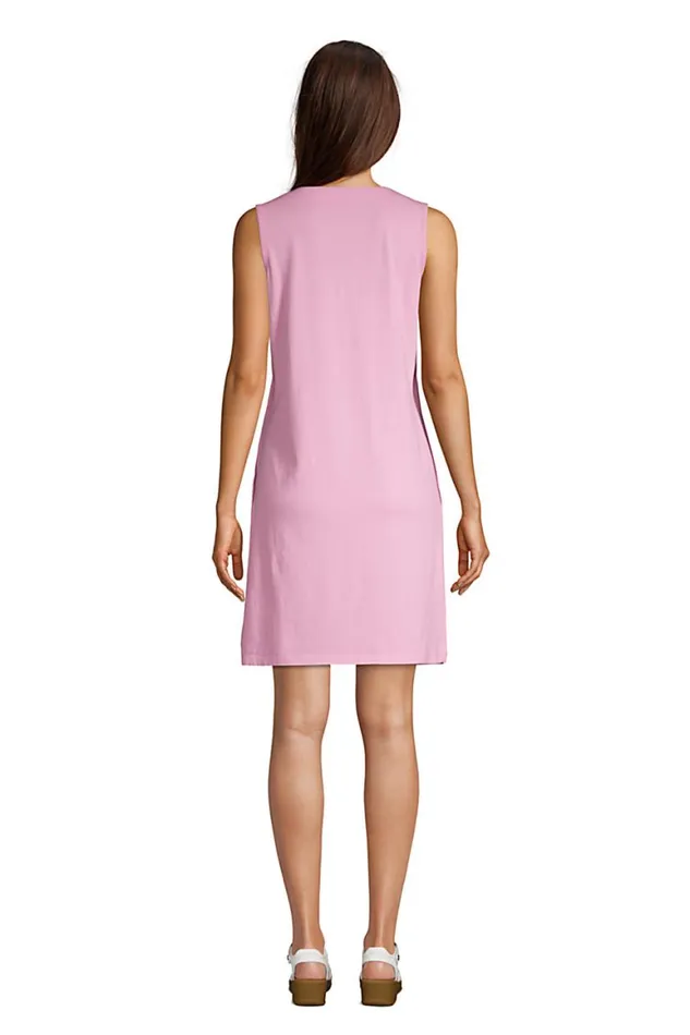 Lands039 End Swimsuits Women Cotton Jersey Embroidered Sleeveless Swim Coverup Dress Wild Blossom