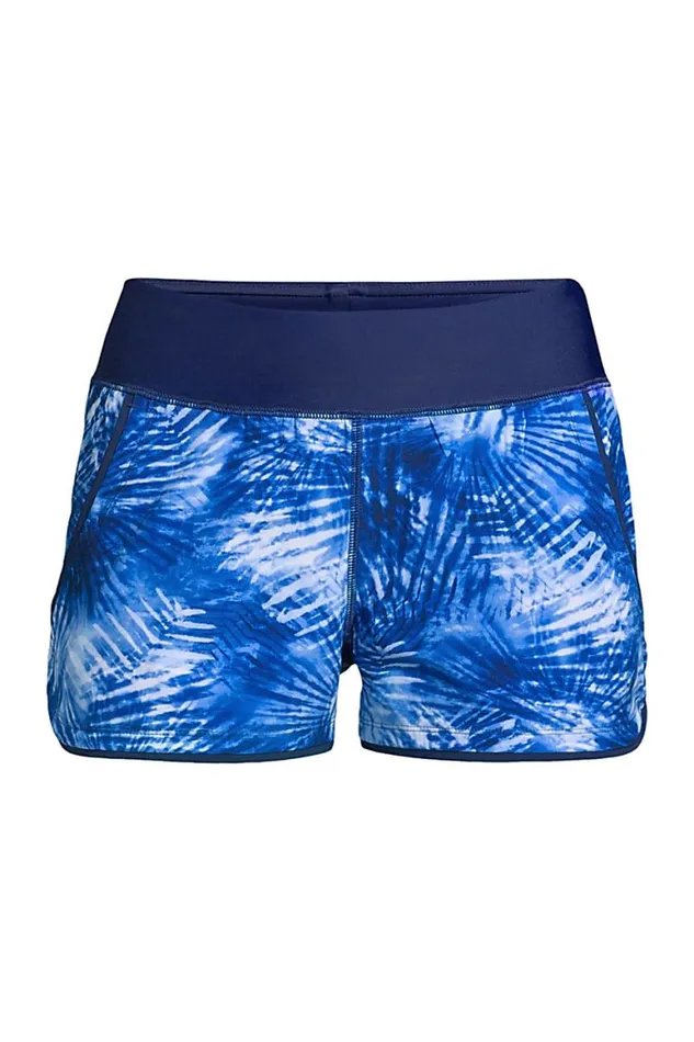 Lands039 End Swimsuits Women Plus Size 3034 Quick Dry Elastic Waist Board Shorts Swim Coverup Shorts With Panty Print Deep Sea Navy Tie Dye Palm