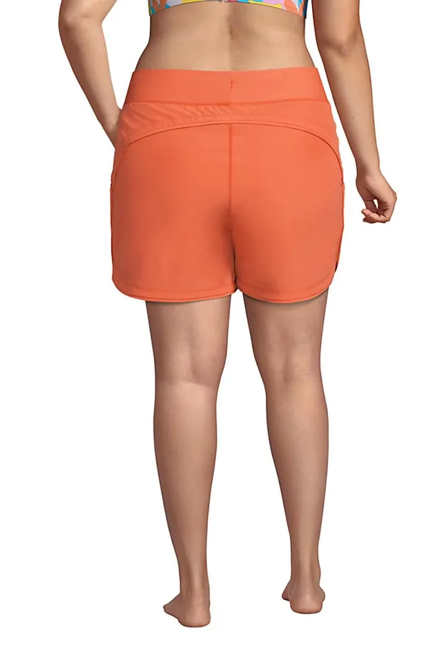 Lands039 End Swimsuits Women Plus Size 5034 Quick Dry Elastic Waist Board Shorts Swim Coverup Shorts With Panty Papaya Orange