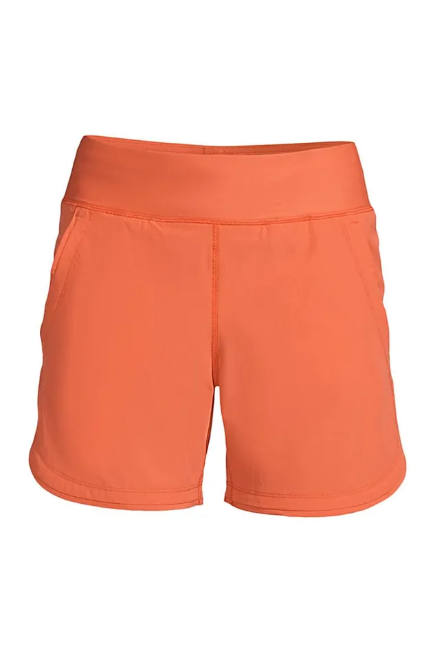 Lands039 End Swimsuits Women Plus Size 5034 Quick Dry Elastic Waist Board Shorts Swim Coverup Shorts With Panty Papaya Orange