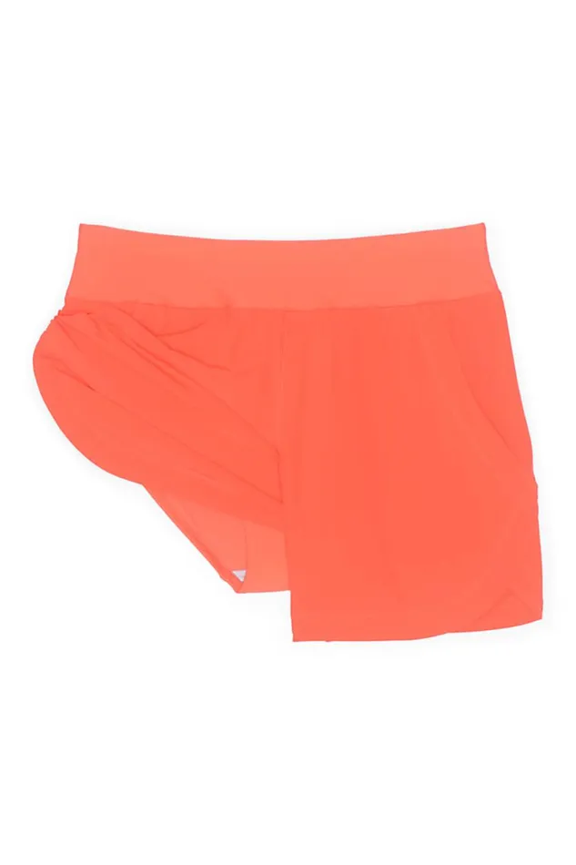 Lands039 End Swimsuits Women Plus Size 5034 Quick Dry Elastic Waist Board Shorts Swim Coverup Shorts With Panty Papaya Orange