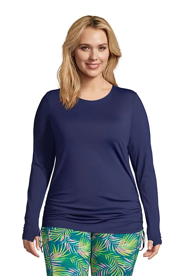 Lands039 End Swimsuits Women Plus Size Adjustable Long Sleeve Swim Tunic Rash Guard Upf 50 Sun Protection Modest Swim Tee Deep Sea Navy Lands039 End Swimsuits Women Plus Size Adjustable Long Sleeve Swim Tunic Rash Guard Upf 50 Sun Protection Modest Swim Tee Deep Sea Navy