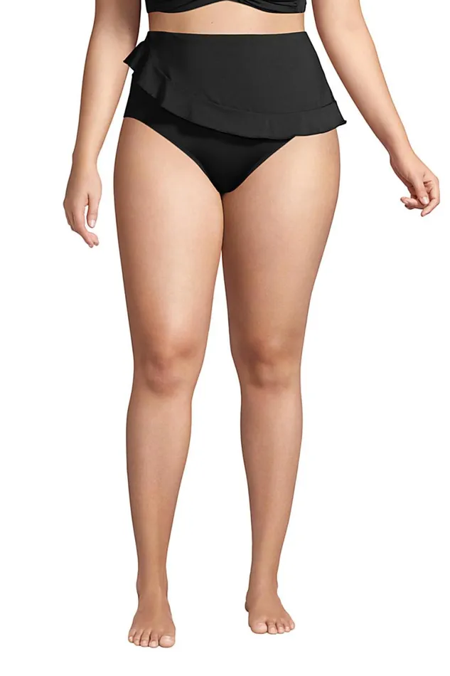 Lands039 End Swimsuits Women Plus Size Chlorine Resistant Faux Wrap High Waisted Bikini Bottoms Black Lands039 End Swimsuits Women Plus Size Chlorine Resistant Faux Wrap High Waisted Bikini Bottoms Black
