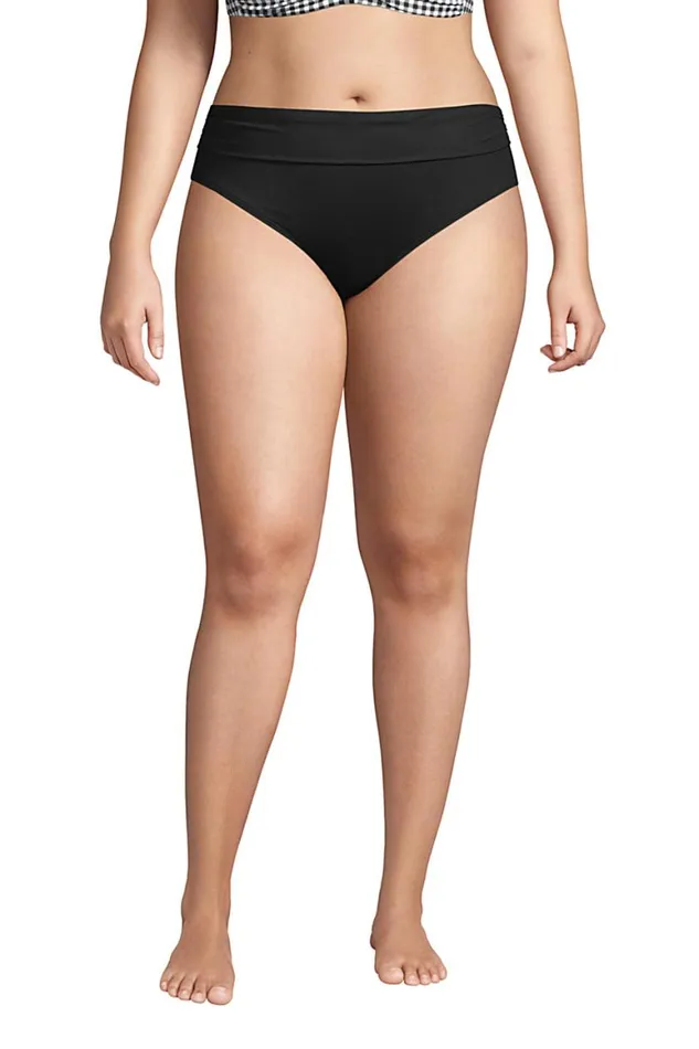 Lands039 End Swimsuits Women Plus Size Chlorine Resistant Fold Over Mid Waist Bikini Bottoms Black Lands039 End Swimsuits Women Plus Size Chlorine Resistant Fold Over Mid Waist Bikini Bottoms Black