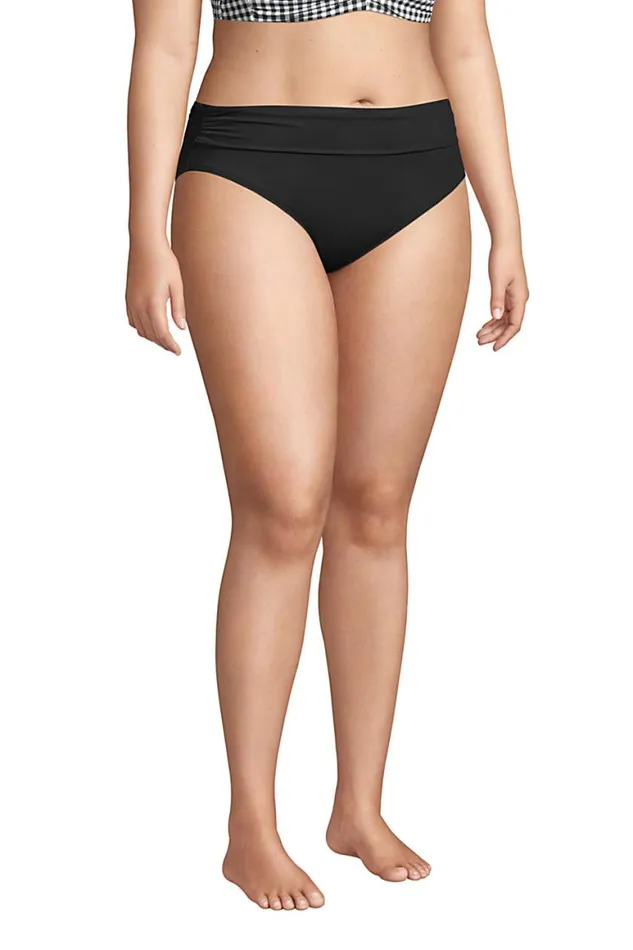 Lands039 End Swimsuits Women Plus Size Chlorine Resistant Fold Over Mid Waist Bikini Bottoms Black Lands039 End Swimsuits Women Plus Size Chlorine Resistant Fold Over Mid Waist Bikini Bottoms Black