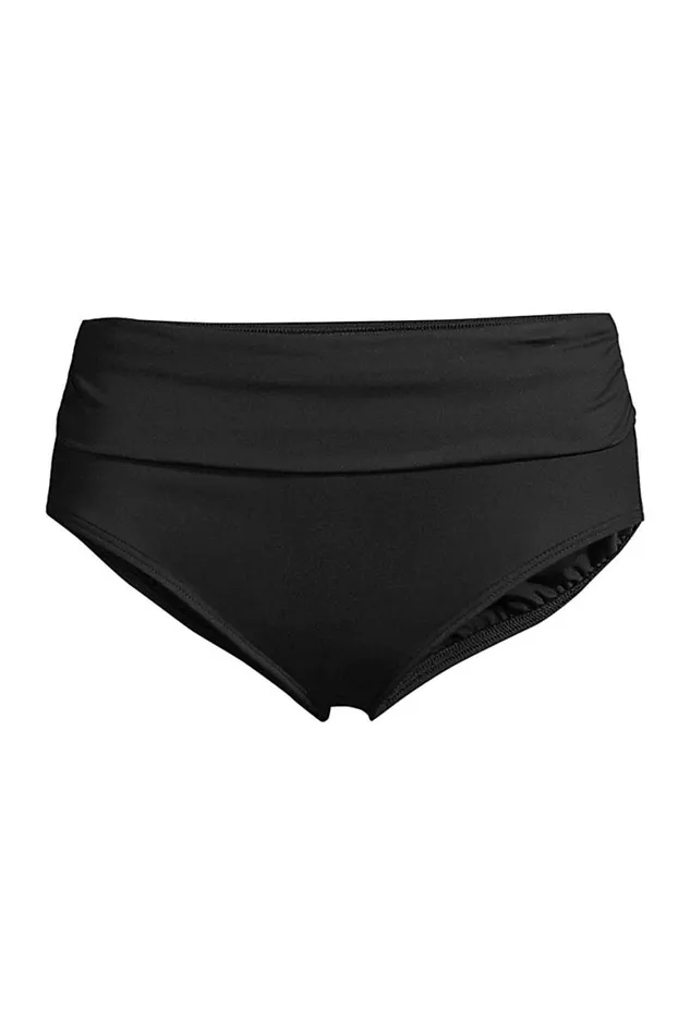 Lands039 End Swimsuits Women Plus Size Chlorine Resistant Fold Over Mid Waist Bikini Bottoms Black Lands039 End Swimsuits Women Plus Size Chlorine Resistant Fold Over Mid Waist Bikini Bottoms Black