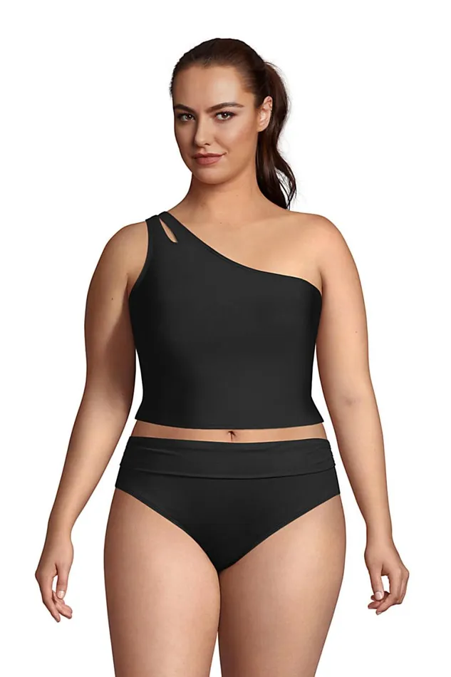 Lands039 End Swimsuits Women Plus Size Chlorine Resistant One Shoulder Bikini Top Swimsuit Removable Adjustable Strap Black Lands039 End Swimsuits Women Plus Size Chlorine Resistant One Shoulder Bikini Top Swimsuit Removable Adjustable Strap Black