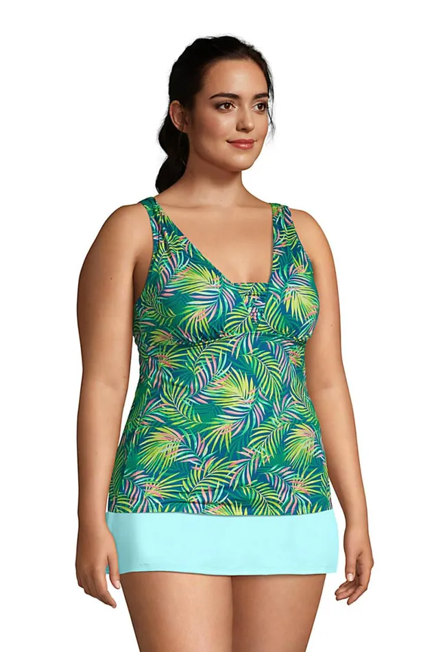 Lands039 End Swimsuits Women Plus Size Chlorine Resistant Tummy Control Grecian Tankini Top Swimsuit Adjustable Straps Baltic Teal Multi Palm Lands039 End Swimsuits Women Plus Size Chlorine Resistant Tummy Control Grecian Tankini Top Swimsuit Adjustable Straps Baltic Teal Multi Palm
