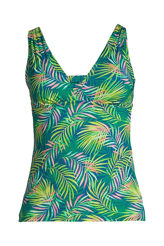 Lands039 End Swimsuits Women Plus Size Chlorine Resistant Tummy Control Grecian Tankini Top Swimsuit Adjustable Straps Baltic Teal Multi Palm Lands039 End Swimsuits Women Plus Size Chlorine Resistant Tummy Control Grecian Tankini Top Swimsuit Adjustable Straps Baltic Teal Multi Palm