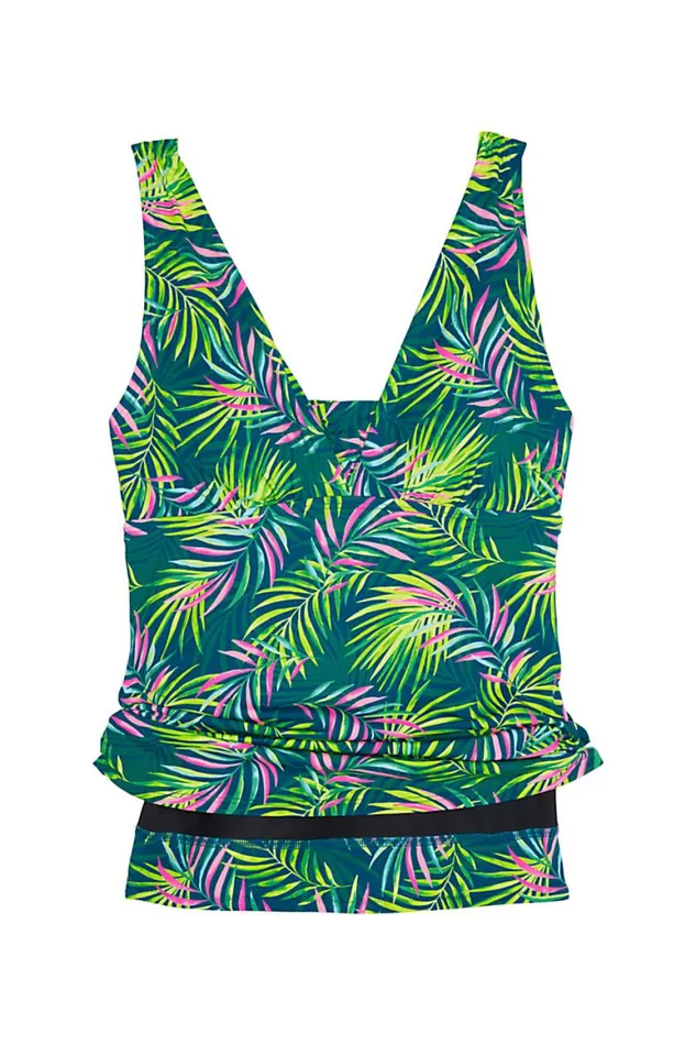 Lands039 End Swimsuits Women Plus Size Chlorine Resistant Tummy Control Grecian Tankini Top Swimsuit Adjustable Straps Baltic Teal Multi Palm Lands039 End Swimsuits Women Plus Size Chlorine Resistant Tummy Control Grecian Tankini Top Swimsuit Adjustable Straps Baltic Teal Multi Palm