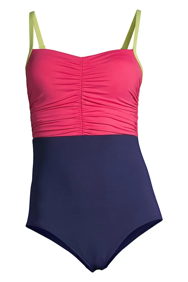 Lands039 End Swimsuits Women Plus Size Chlorine Resistant Tummy Control Sweetheart One Piece Swimsuit Adjustable Straps Deep Sea Navy