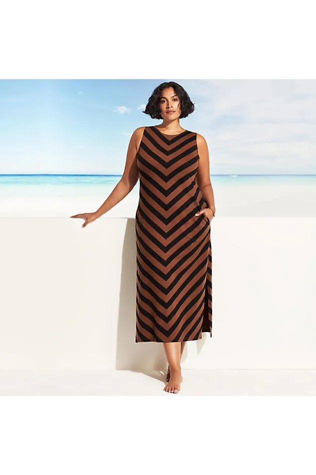 Lands039 End Swimsuits Women Plus Size Cotton Jersey Sleeveless Swim Coverup Maxi Dress Baltic Teal Multi Palm Lands039 End Swimsuits Women Plus Size Cotton Jersey Sleeveless Swim Coverup Maxi Dress Baltic Teal Multi Palm