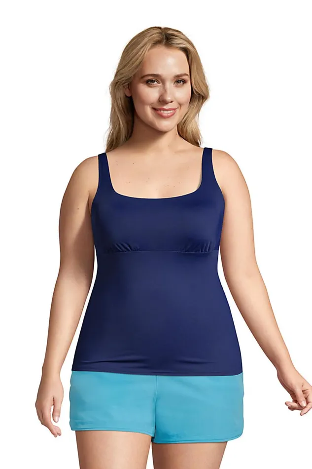 Lands039 End Swimsuits Women Plus Size Mastectomy Chlorine Resistant Square Neck Tankini Top Swimsuit Adjustable Straps Deep Sea Navy Lands039 End Swimsuits Women Plus Size Mastectomy Chlorine Resistant Square Neck Tankini Top Swimsuit Adjustable Straps Deep Sea Navy