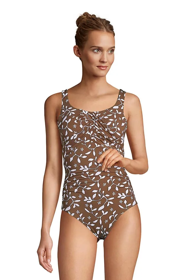 Lands039 End Swimsuits Women Slender Carmela Tummy Control Chlorine Resistant Scoop Neck One Piece Swimsuit Allspice Floral Leaf Lands039 End Swimsuits Women Slender Carmela Tummy Control Chlorine Resistant Scoop Neck One Piece Swimsuit Allspice Floral Leaf