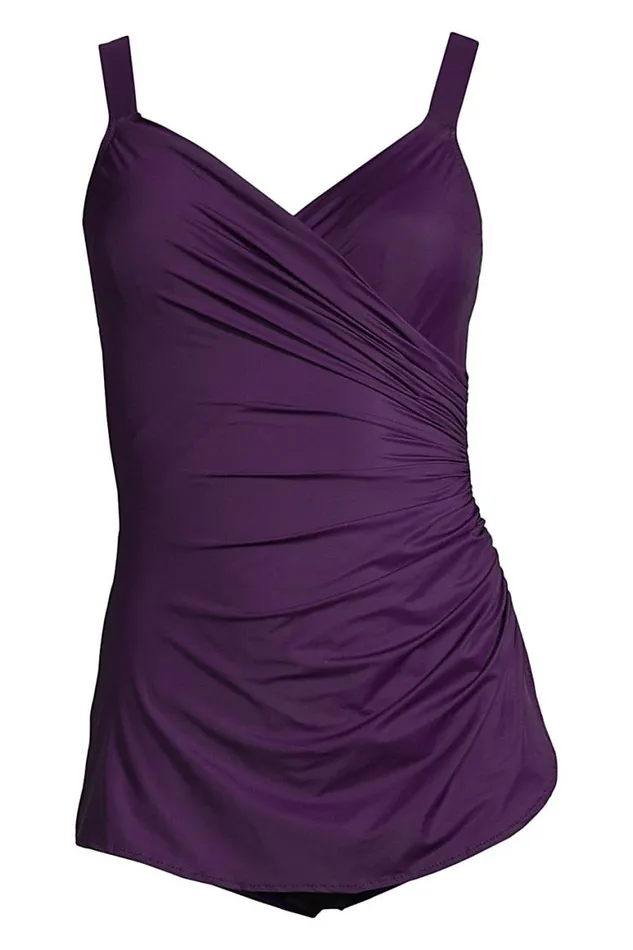 Lands039 End Swimsuits Women Slender Vneck Tummy Control Chlorine Resistant Skirted One Piece Swimsuit Blackberry Lands039 End Swimsuits Women Slender Vneck Tummy Control Chlorine Resistant Skirted One Piece Swimsuit Blackberry