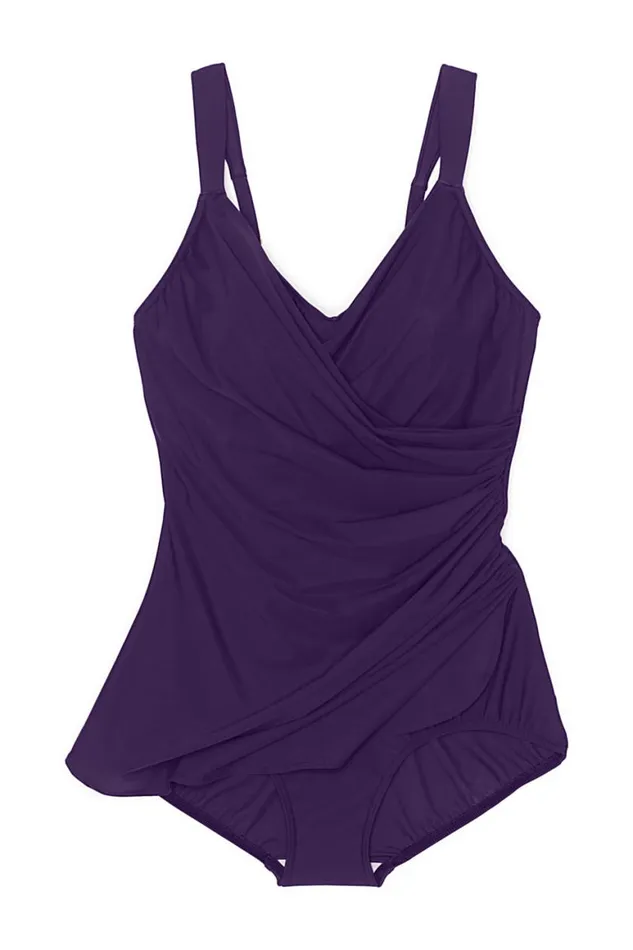 Lands039 End Swimsuits Women Slender Vneck Tummy Control Chlorine Resistant Skirted One Piece Swimsuit Blackberry Lands039 End Swimsuits Women Slender Vneck Tummy Control Chlorine Resistant Skirted One Piece Swimsuit Blackberry