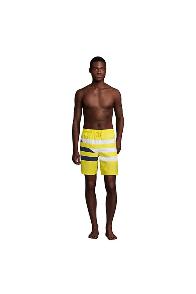 Lands039 End Swimwear Men Big 8034 Solid Volley Swim Trunks Yellow