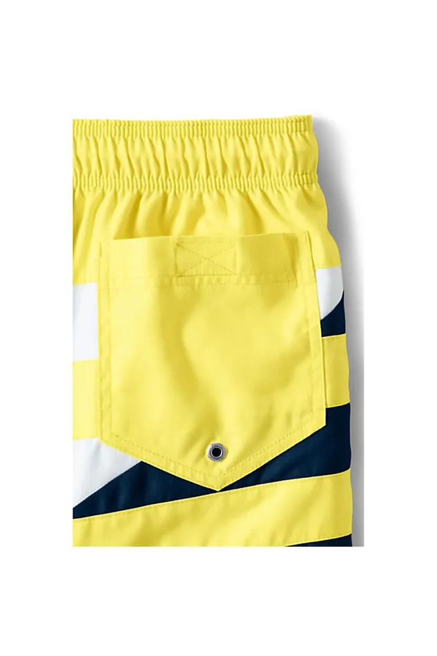 Lands039 End Swimwear Men Big 8034 Solid Volley Swim Trunks Yellow