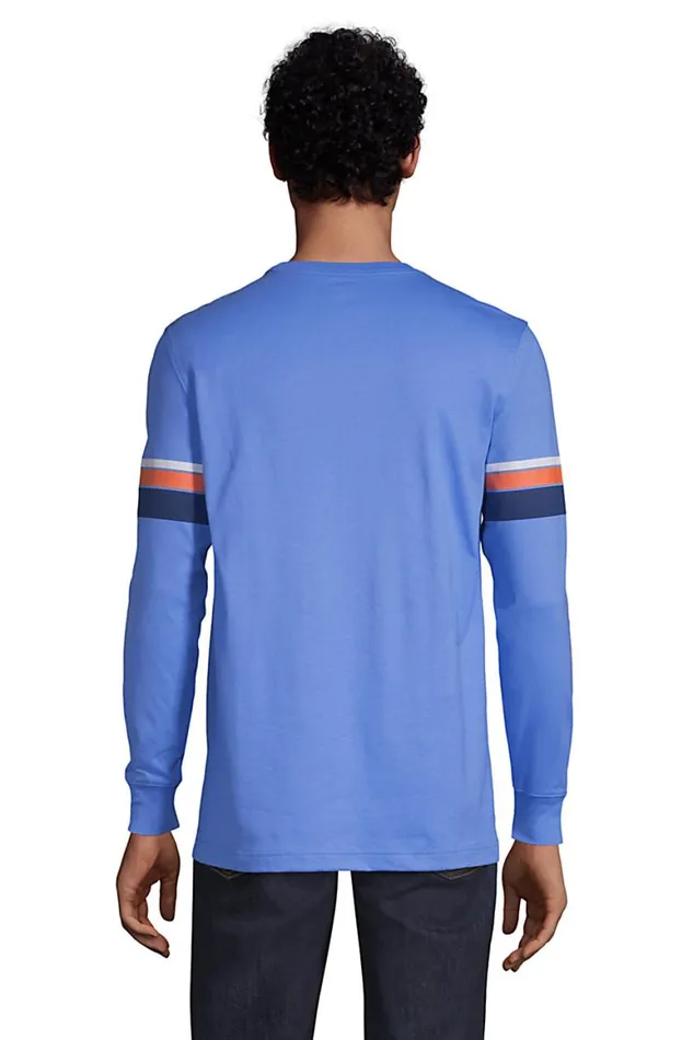 Lands039 End TShirts Men Supert Long Sleeve Tshirt With Pocket Khaki Multi Stripe