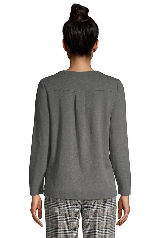 Lands039 End Tops and Tees Women Cotton Polyester Long Sleeve Convertible Keyhole Top Charcoal Heather Lands039 End Tops and Tees Women Cotton Polyester Long Sleeve Convertible Keyhole Top Charcoal Heather