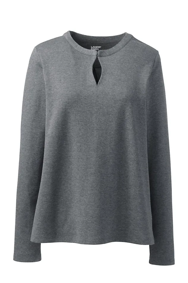 Lands039 End Tops and Tees Women Cotton Polyester Long Sleeve Convertible Keyhole Top Charcoal Heather Lands039 End Tops and Tees Women Cotton Polyester Long Sleeve Convertible Keyhole Top Charcoal Heather