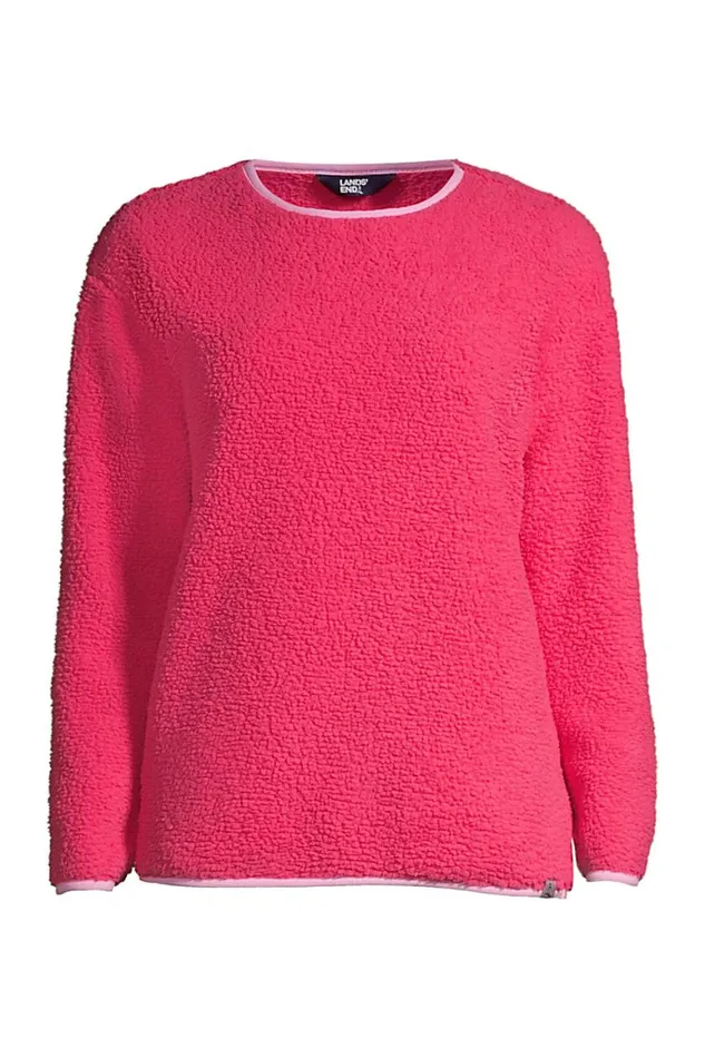 Lands039 End Tops and Tees Women Long Sleeve Sherpa Fleece Sweatshirt Hot Pink Lands039 End Tops and Tees Women Long Sleeve Sherpa Fleece Sweatshirt Hot Pink