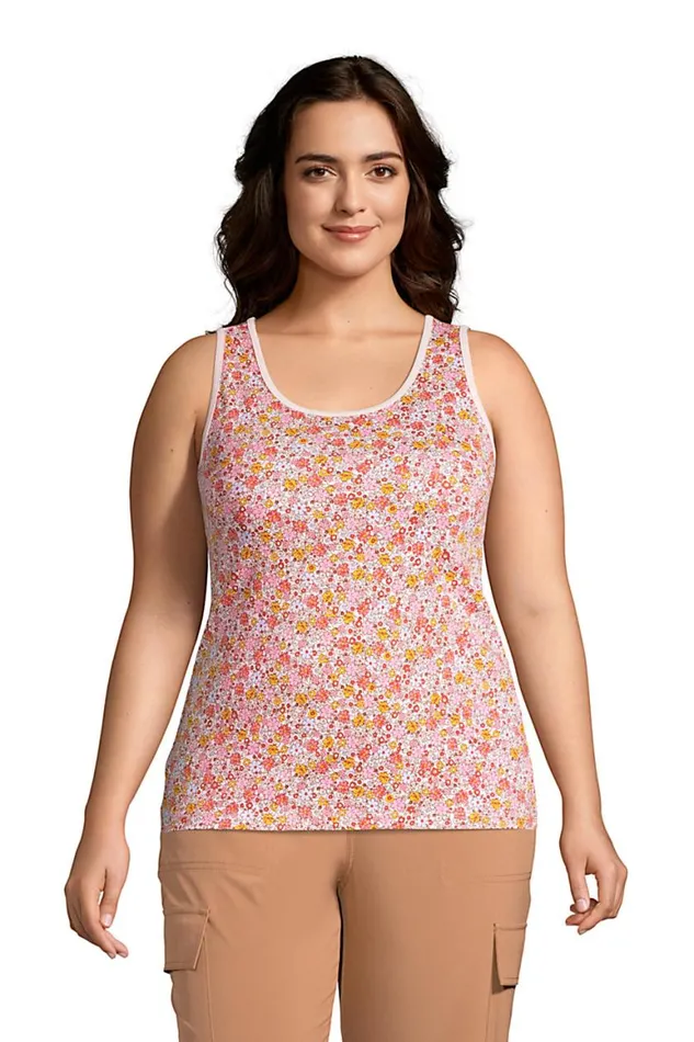 Lands039 End Tops and Tees Women Plus Size Cotton Tank Top Forest Moss