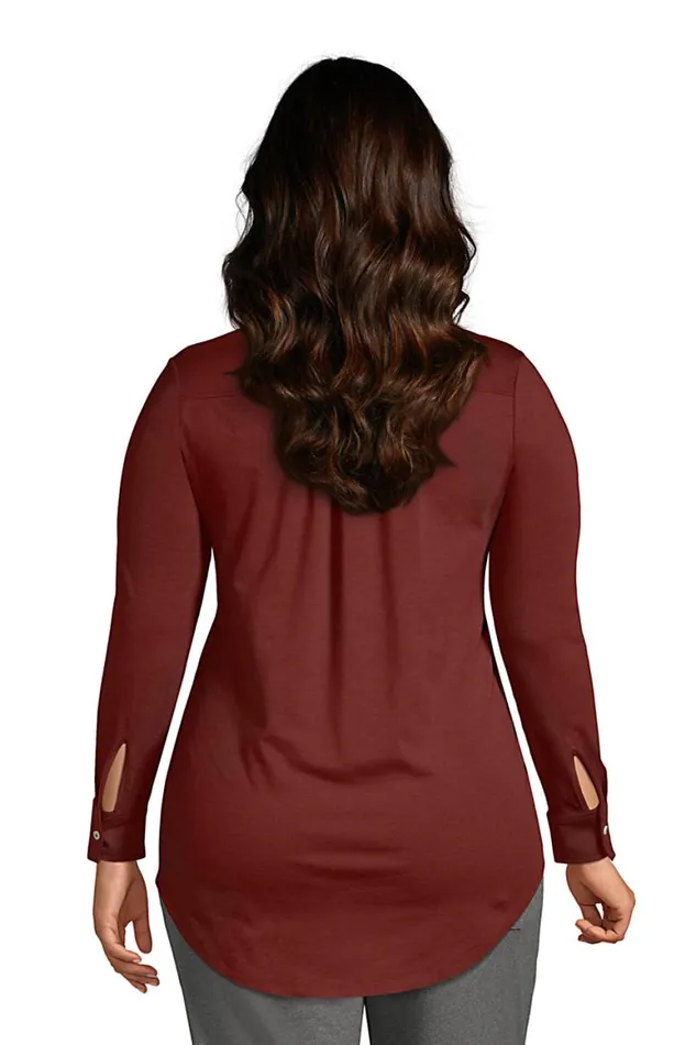 Lands039 End Tops and Tees Women Plus Size Long Sleeve Popover Extra Long Tunic Antique Alabaster Field Floral Lands039 End Tops and Tees Women Plus Size Long Sleeve Popover Extra Long Tunic Antique Alabaster Field Floral
