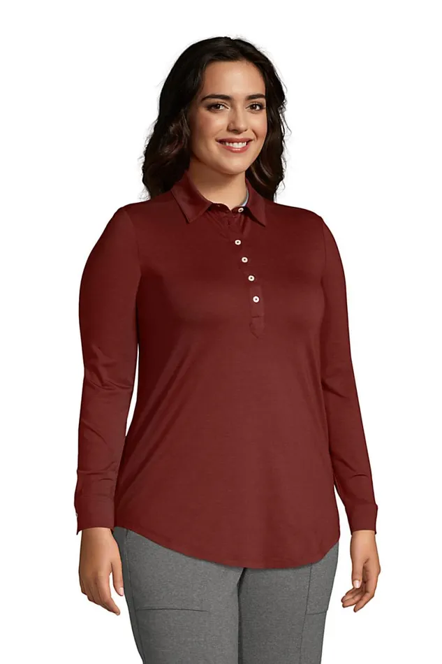 Lands039 End Tops and Tees Women Plus Size Long Sleeve Popover Extra Long Tunic Antique Alabaster Field Floral Lands039 End Tops and Tees Women Plus Size Long Sleeve Popover Extra Long Tunic Antique Alabaster Field Floral