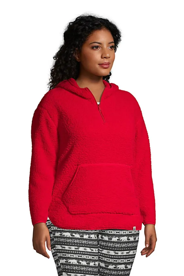 Lands039 End Tops and Tees Women Plus Size Quarter Zip Sherpa Fleece Hoodie Blackberry Colorblock Lands039 End Tops and Tees Women Plus Size Quarter Zip Sherpa Fleece Hoodie Blackberry Colorblock