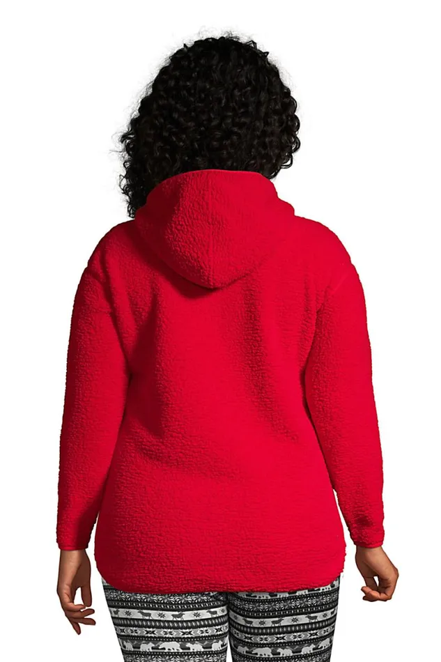 Lands039 End Tops and Tees Women Plus Size Quarter Zip Sherpa Fleece Hoodie Blackberry Colorblock Lands039 End Tops and Tees Women Plus Size Quarter Zip Sherpa Fleece Hoodie Blackberry Colorblock