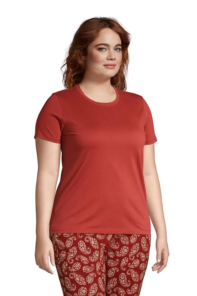 Lands039 End Tops and Tees Women Plus Size Relaxed Supima Cotton Short Sleeve Crewneck Tshirt Ivory Square Paisley Lands039 End Tops and Tees Women Plus Size Relaxed Supima Cotton Short Sleeve Crewneck Tshirt Ivory Square Paisley