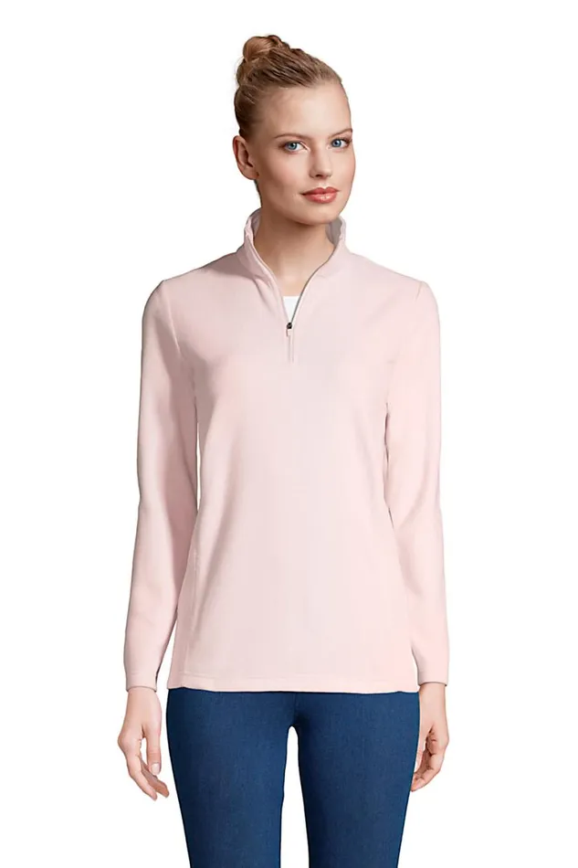 Lands039 End Tops and Tees Women Quarter Zip Fleece Pullover Top Soft Tea Rose Lands039 End Tops and Tees Women Quarter Zip Fleece Pullover Top Soft Tea Rose