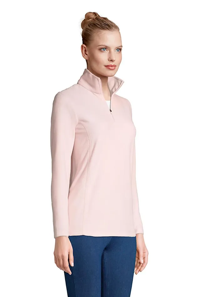 Lands039 End Tops and Tees Women Quarter Zip Fleece Pullover Top Soft Tea Rose Lands039 End Tops and Tees Women Quarter Zip Fleece Pullover Top Soft Tea Rose