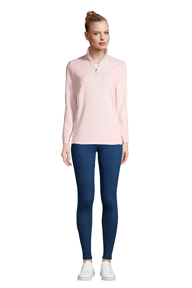 Lands039 End Tops and Tees Women Quarter Zip Fleece Pullover Top Soft Tea Rose Lands039 End Tops and Tees Women Quarter Zip Fleece Pullover Top Soft Tea Rose