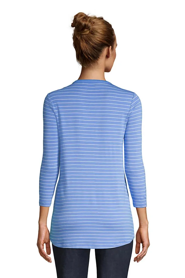 Lands039 End Tops and Tees Women Super Soft 34 Sleeve Henley Top Ivory