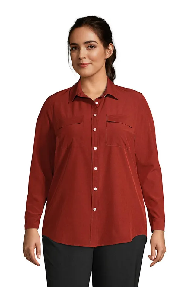 Lands039 End Tunic Tops Women Plus Size 365 Long Sleeve Tunic Top Rust Red Melange