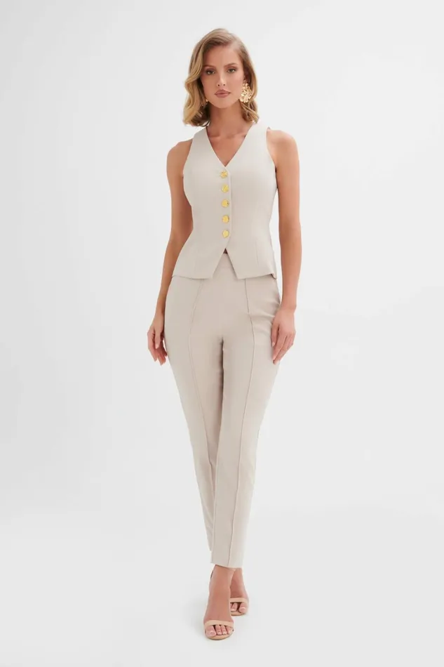 Lavish Alice Blazers ARIA Rose Button Waistcoat In Champagne Champagne 8211 Women Lavish Alice Blazers ARIA Rose Button Waistcoat In Champagne Champagne 8211 Women