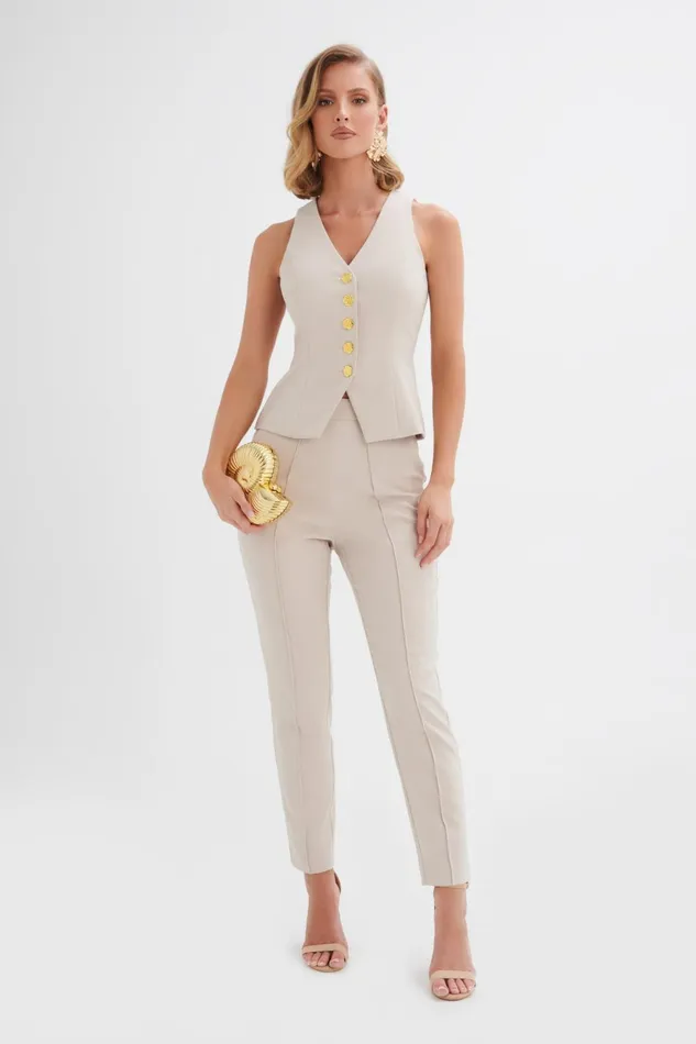Lavish Alice Blazers ARIA Rose Button Waistcoat In Champagne Champagne 8211 Women