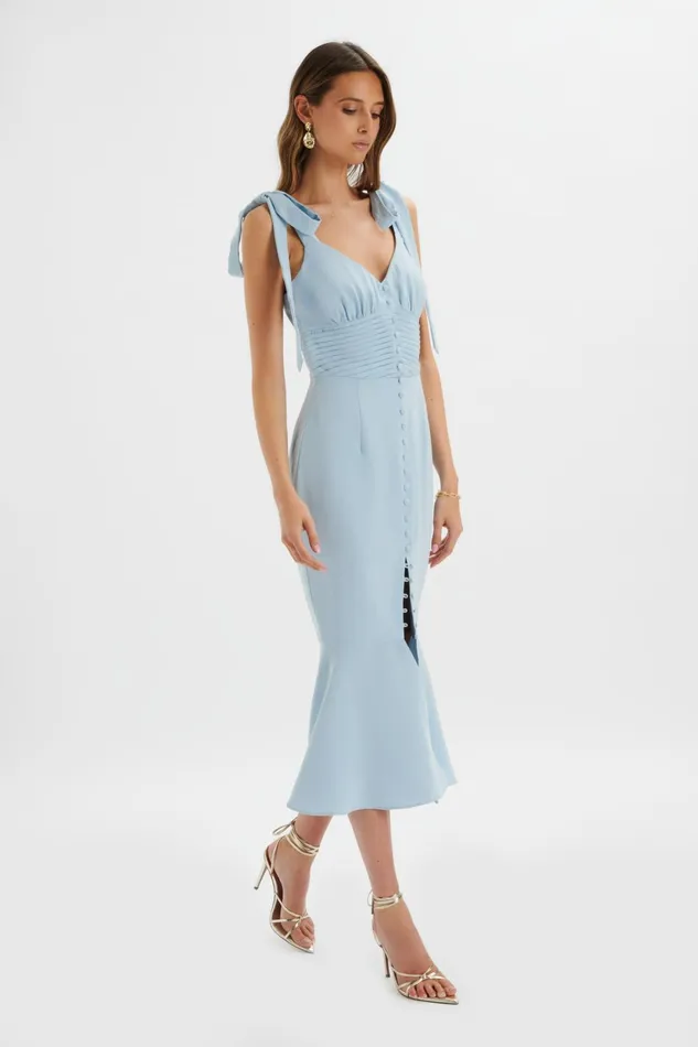 Lavish Alice Bodycon Dresses KAMILA Tie Strap Micro Button Midi Dress In Deep Corn Flower Blue Deep Corn Flower Blue 8211 Women Lavish Alice Bodycon Dresses KAMILA Tie Strap Micro Button Midi Dress In Deep Corn Flower Blue Deep Corn Flower Blue 8211 Women