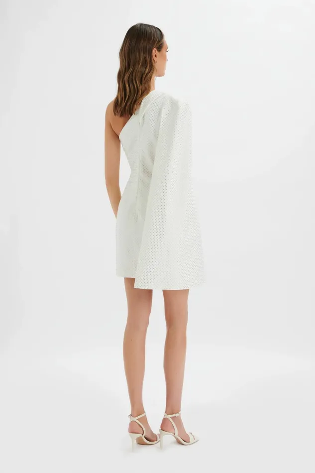 Lavish Alice Cape Dresses MARCY Crystal Embellished One Shoulder Cape Blazer Dress In White White 8211 Women Lavish Alice Cape Dresses MARCY Crystal Embellished One Shoulder Cape Blazer Dress In White White 8211 Women