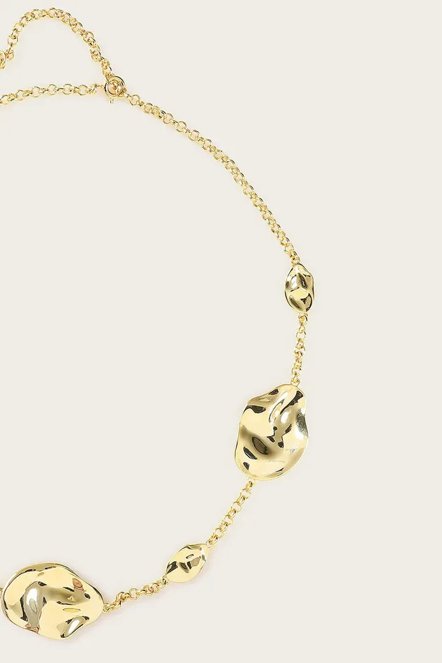 Lavish Alice Jewellery KARIA Hammered Effect Oval Charm Gold Necklace 8211 Women